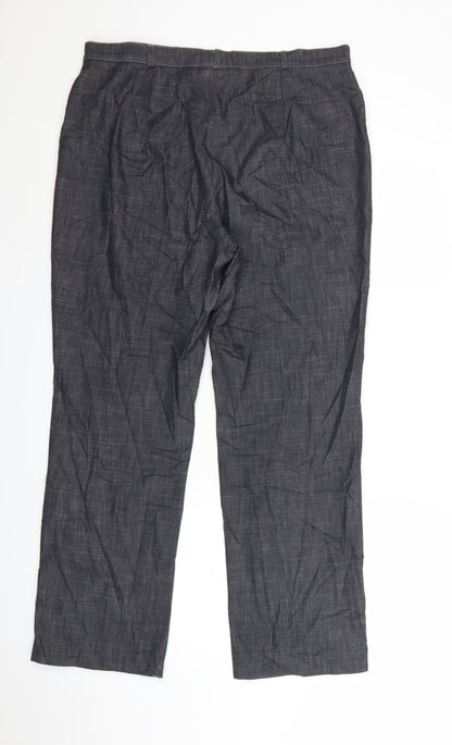 Gerry Weber Women's Grey Cotton Blend Stretch Straight Trousers Size 18