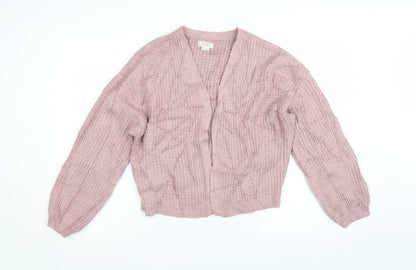 Fat Face Women's Pink Open-Knit Long Sleeve Cardigan UK 12