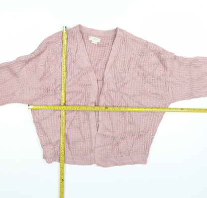 Fat Face Women's Pink Open-Knit Long Sleeve Cardigan UK 12