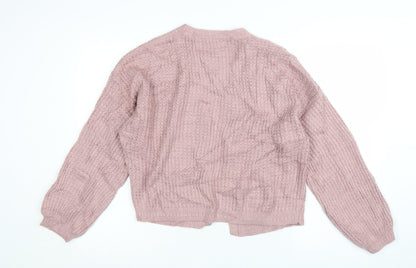 Fat Face Women's Pink Open-Knit Long Sleeve Cardigan UK 12