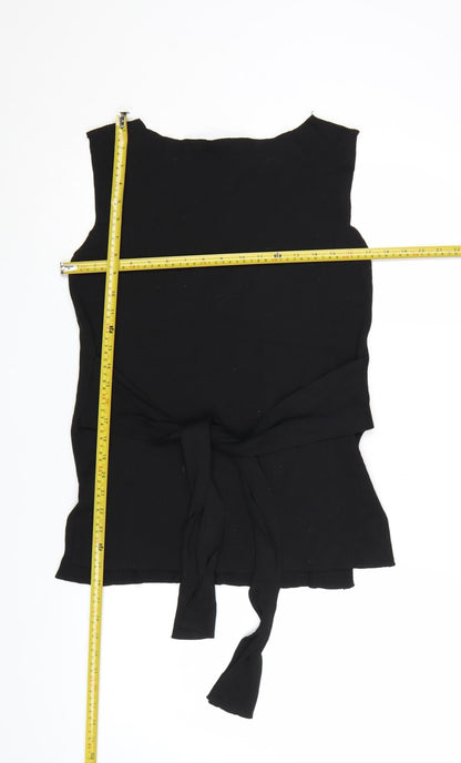 ZARA Women’s Black Knit Wrap Sleeveless Blouse Size 12