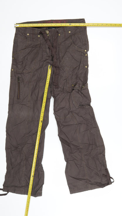 Next Women Brown Cargo Trousers Size 10 Cotton Blend Casual