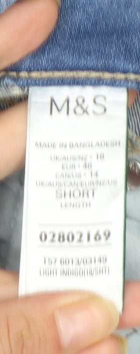 Marks and Spencer Women's Blue Stretch Straight Jeans Size 18 Short