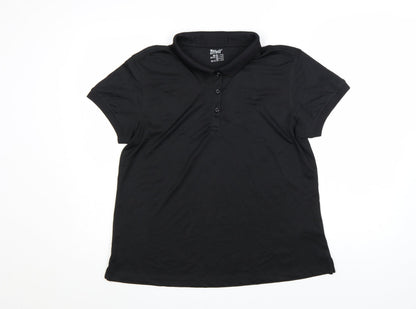 Crivit Women’s Black Polo Shirt L Short Sleeve Quick Dry