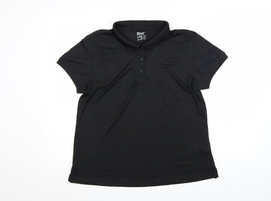 Crivit Women’s Black Polo Shirt L Short Sleeve Quick Dry