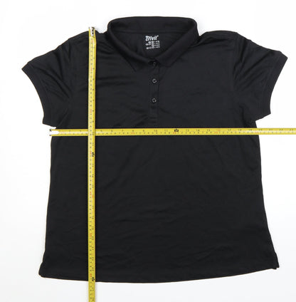 Crivit Women’s Black Polo Shirt L Short Sleeve Quick Dry