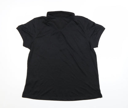 Crivit Women’s Black Polo Shirt L Short Sleeve Quick Dry