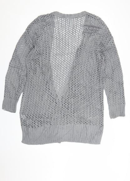 Dip Women's Grey Open Knit Long Sleeve Cardigan Size L