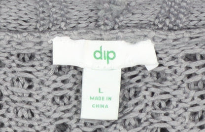 Dip Women's Grey Open Knit Long Sleeve Cardigan Size L