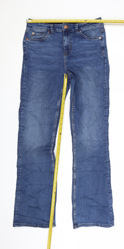 Marks and Spencer Women Blue Bootcut Stretch Jeans Size 12 Short