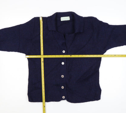 The Edinburgh Collection Women's Blue Wool Collared Cardigan S