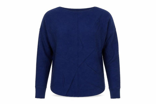White Stuff Women's Blue Cotton Waffle-Knit Jumper UK 8