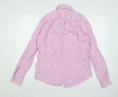 Armani Jeans Men's Pink Striped Long Sleeve Cotton Shirt XL Regular Fit