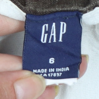 GAP Women Brown Linen A-Line Knee Length Skirt Size 10