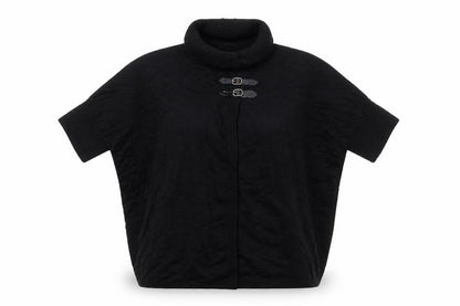 Betty Barclay Women's Black Cowl Neck Short Sleeve Knit Cape Jumper Size 12