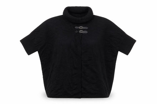 Betty Barclay Women's Black Cowl Neck Short Sleeve Knit Cape Jumper Size 12
