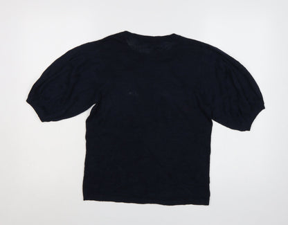 Next Women Blue Star Knit Puff Sleeve Jumper Size 12