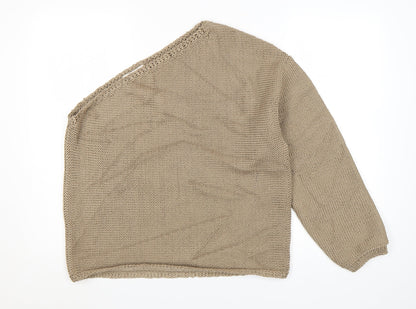 Marks and Spencer Women Beige L Asymmetrical Knit Pullover Jumper