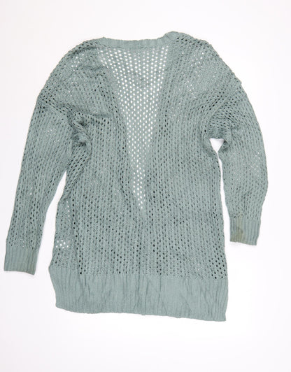 Dip Women’s Green Open Knit Long Sleeve Cardigan Size L