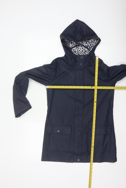 Dorothy Perkins Womens Blue Hooded Waterproof Rain Coat Jacket Size 6