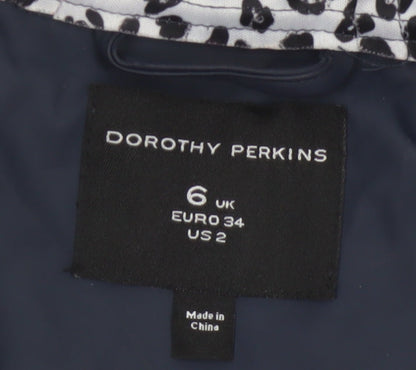 Dorothy Perkins Womens Blue Hooded Waterproof Rain Coat Jacket Size 6