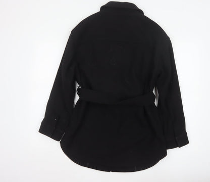 Marks and Spencer Women Black Wool Blend Belted Overcoat Size S