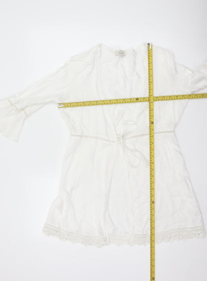 Oasis Women White Bohemian Tunic Viscose Blouse S