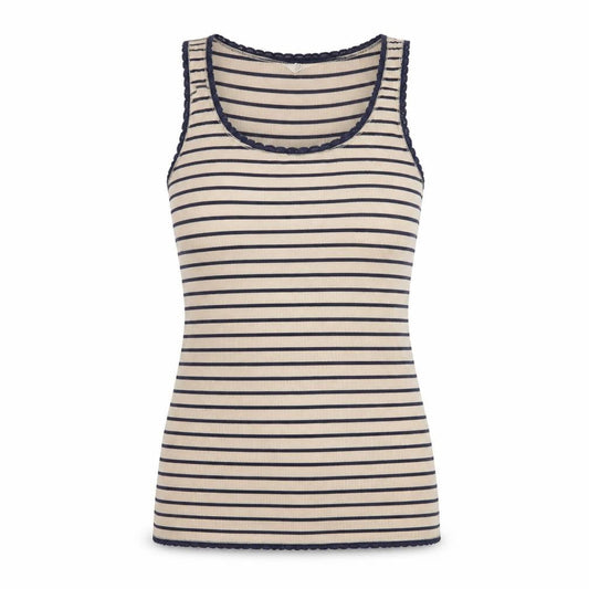 Fat Face Womens Beige Striped Cotton Jersey Tank Top Size 12