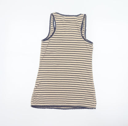 Fat Face Womens Beige Striped Cotton Jersey Tank Top Size 12