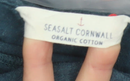 Seasalt Cornwall Women’s Blue Roll Neck Long Sleeve Organic Cotton Top UK 12