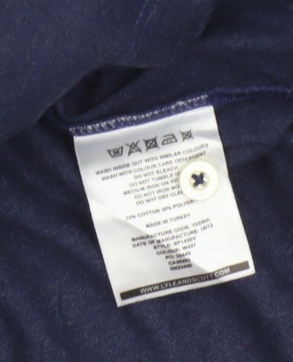 Lyle & Scott Men's Blue Argyle Polo Shirt XL Cotton Blend