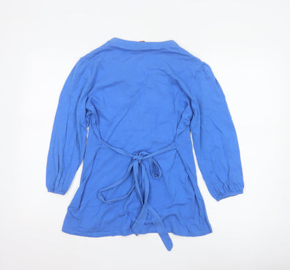 Monsoon Women Blue Size 14 Tunic Blouse 3/4 Sleeve Cotton Mix