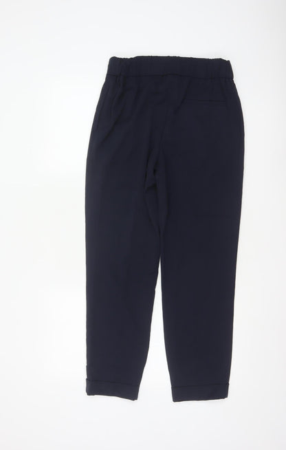 Marks and Spencer Womens Navy Blue Size 10 Regular Tapered Trousers