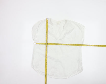 H&M Womens White Short Sleeve Viscose Cotton Blouse Size 12