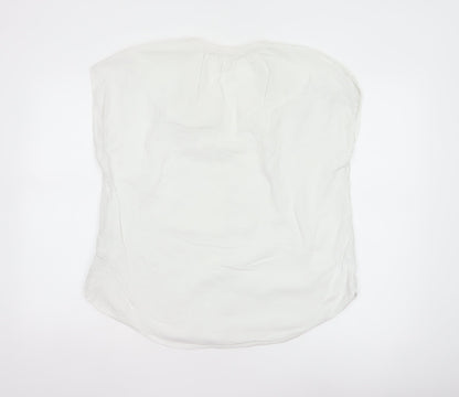 H&M Womens White Short Sleeve Viscose Cotton Blouse Size 12