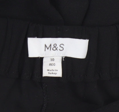 Marks and Spencer Women’s Black Wide-Leg Trousers Size 10 Elastic Waist