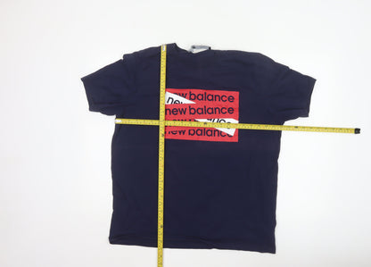 New Balance Men's Blue XL Graphic Logo Cotton T-Shirt