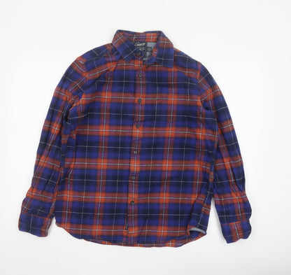 Grayers Men's Blue Plaid Cotton Flannel Long Sleeve Shirt M