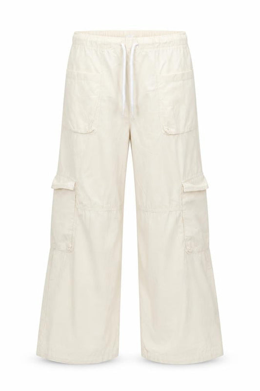 Bershka Women’s Beige Cotton Cargo Trousers XS Wide-Leg