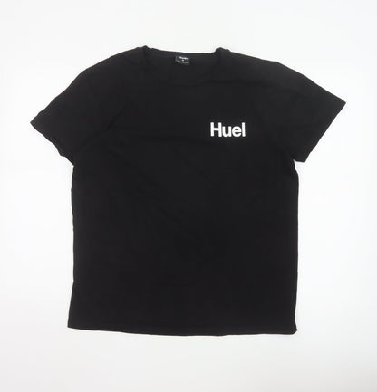Huel Men's Black Cotton Elastane Crew Neck Short Sleeve T-Shirt M