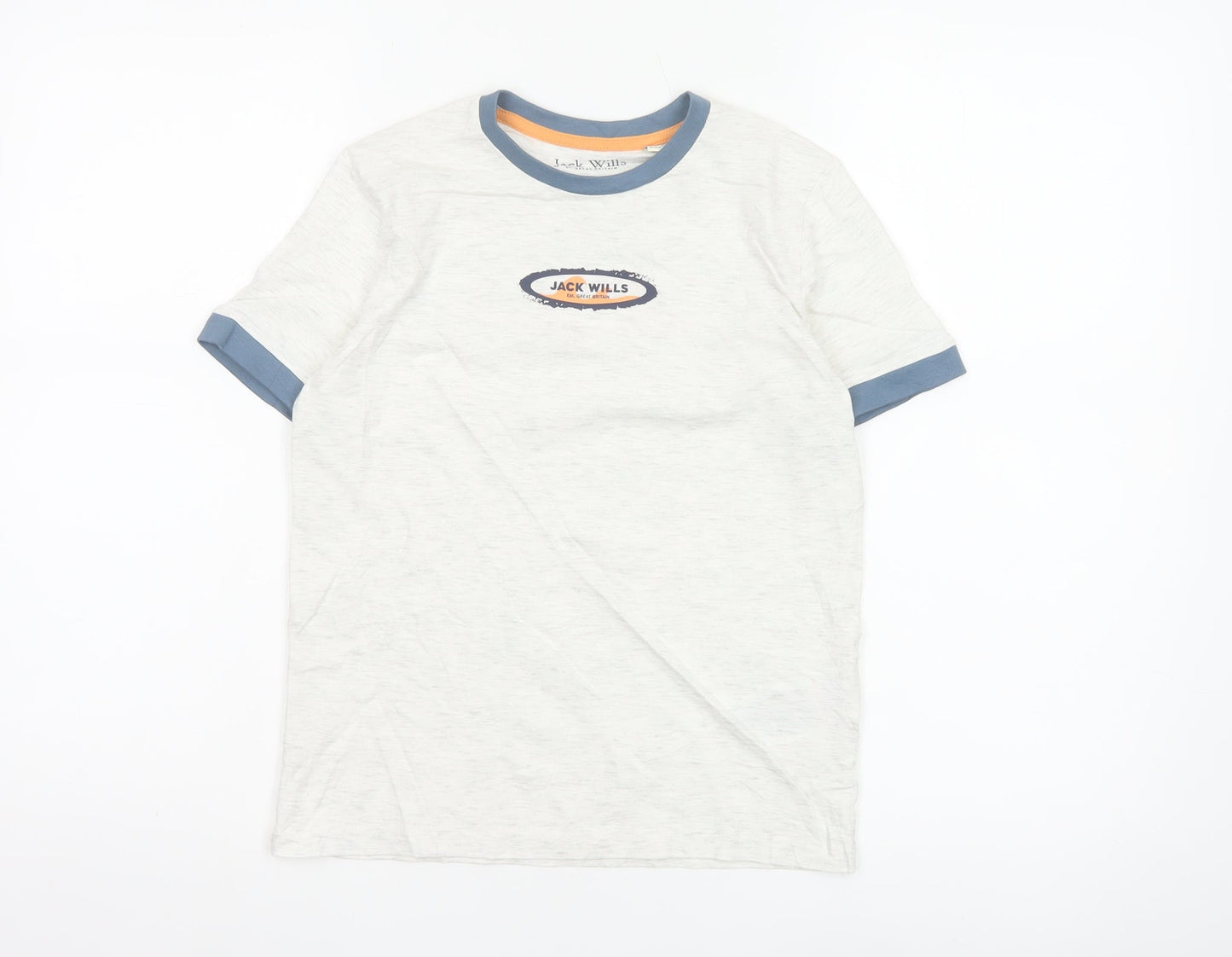 Jack Wills Boys Light Grey Marl Ringer T-Shirt 8-9 Years
