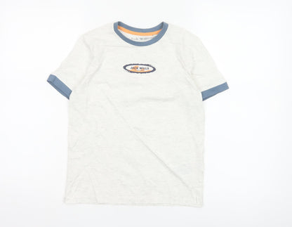 Jack Wills Boys Light Grey Marl Ringer T-Shirt 8-9 Years
