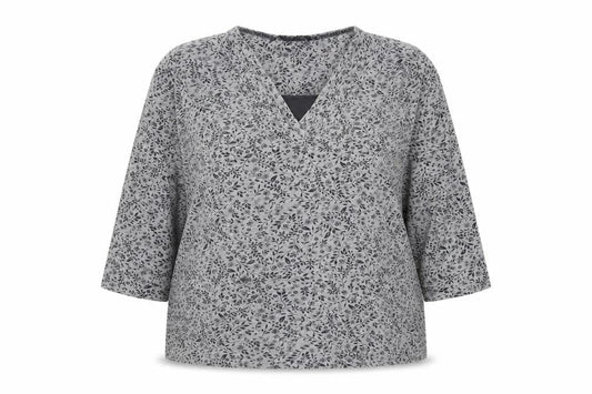 Maine New England Womens Grey Floral V-Neck Tunic Blouse Size 20