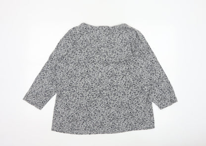 Maine New England Womens Grey Floral V-Neck Tunic Blouse Size 20