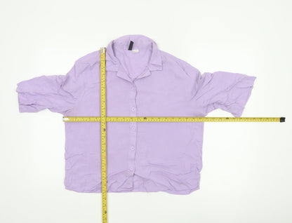 H&M Women’s Lilac Button-Up Shirt S Relaxed Viscose Collared Top