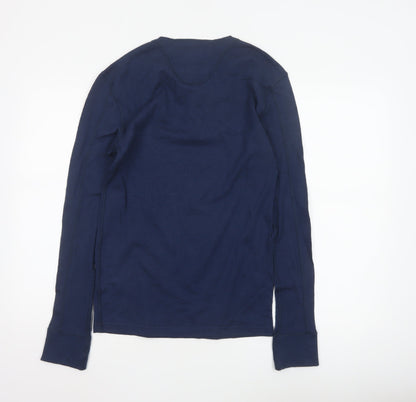 Superdry Men's Blue Long Sleeve Henley Shirt Size S