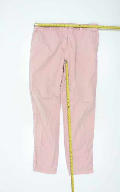 Marks and Spencer Women Pink Chino Trousers Size 14 Long Cotton