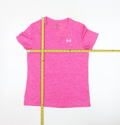Under Armour Womens Pink XS Relaxed Fit V-Neck Activewear T-Shirt