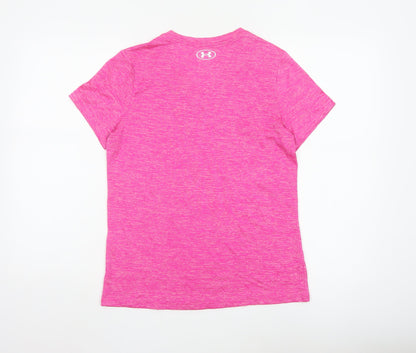 Under Armour Womens Pink XS Relaxed Fit V-Neck Activewear T-Shirt