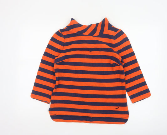 Boden Women Orange Navy Striped Cowl Neck Top Size 10